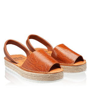 Sandale cu platforma AVARCA din piele naturala, model CROC brown