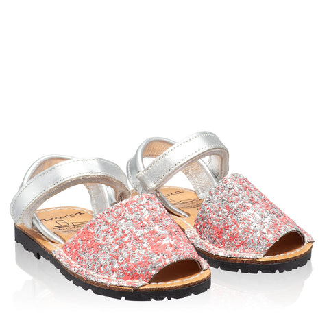 Sandale copii din piele naturala, model AVARCA GLITTER pink