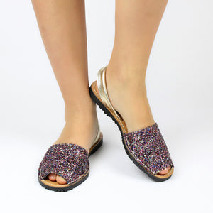 Sandale AVARCA CLASIC din piele naturala cu sclipici multicolor